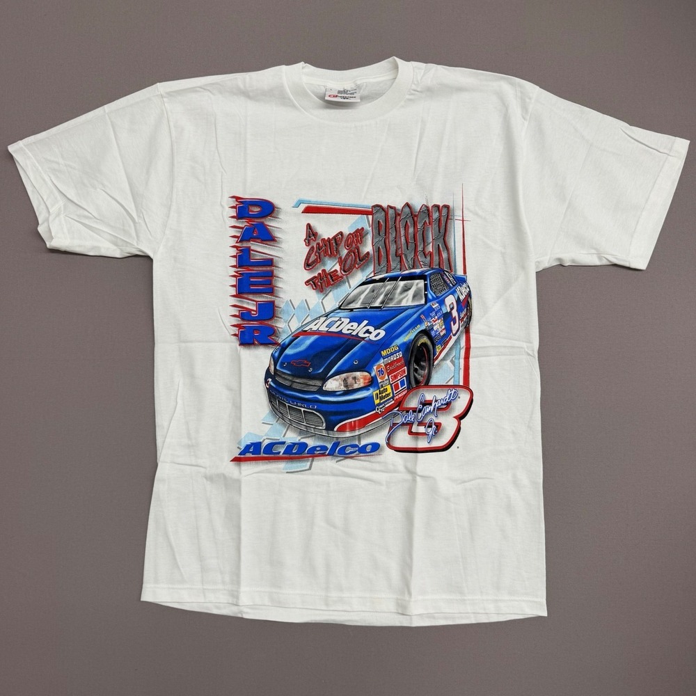Vintage Dale Earnhardt Jr AC Delco NASCAR T-Shirt Mens Large White Racing Tee #3